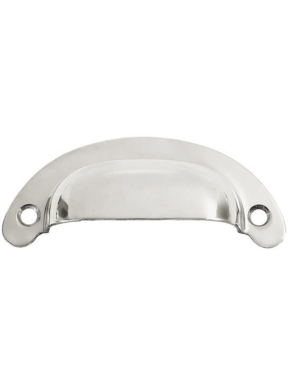 3 1/16 inch Stamped Brass Bin Pull in Polished Nickel.
